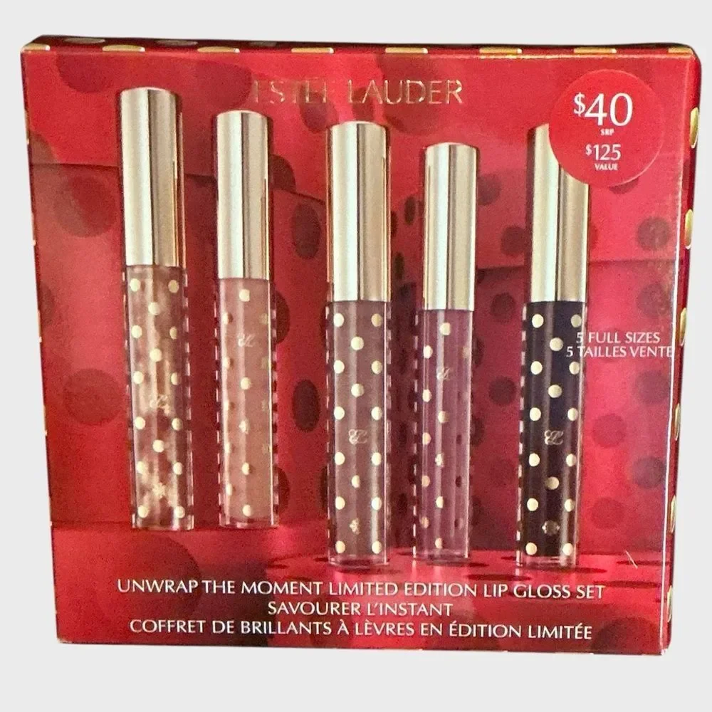 Estee Lauder Unwrap the Moment Lip Gloss Set NWT Limited Edition 5 Pc